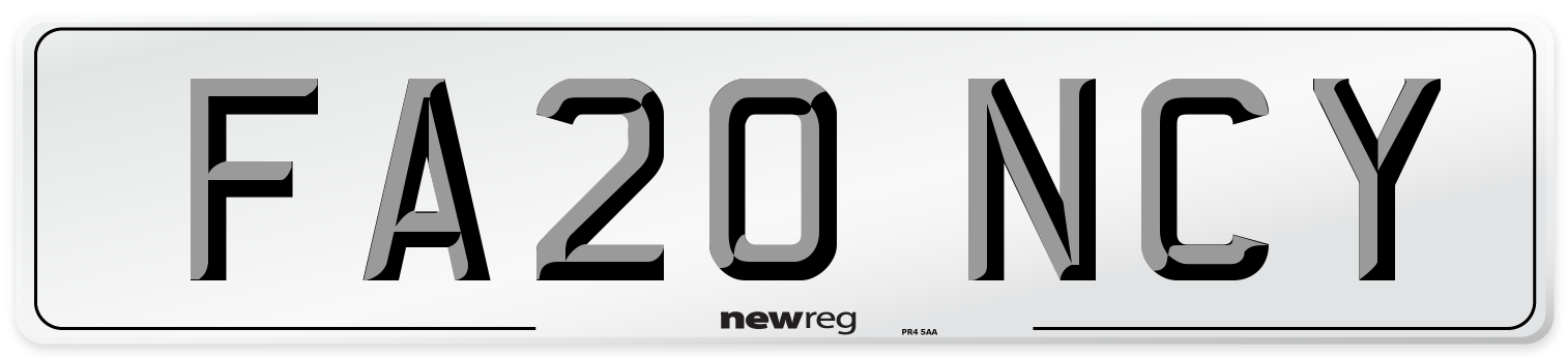 FA20 NCY Number Plate from New Reg